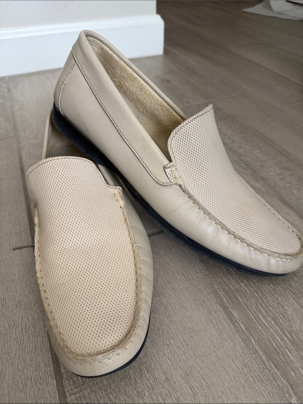 Sandro Moscoloni Men’s Beige Mesh Slip-On Loafers - Picture 4 of 6